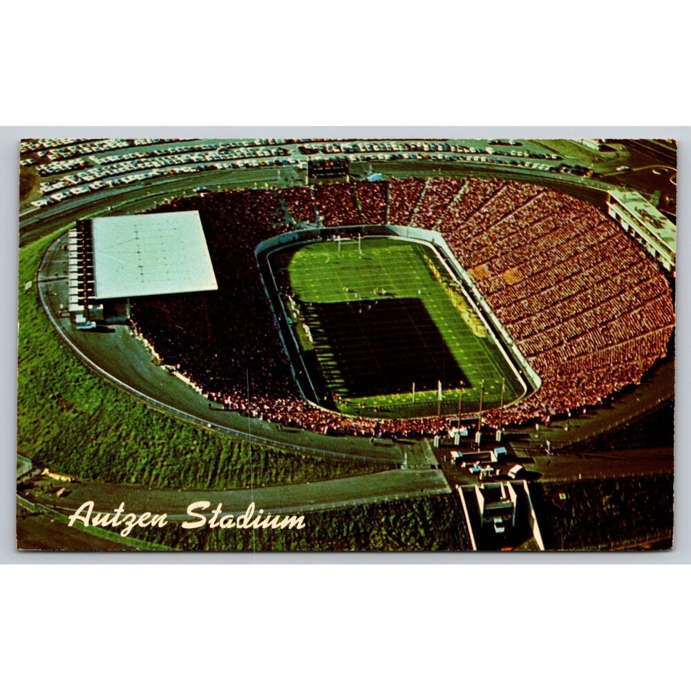 Vintage Autzen Stadium Postcard University of Oregon Ducks Eugene OR 1967 Unused